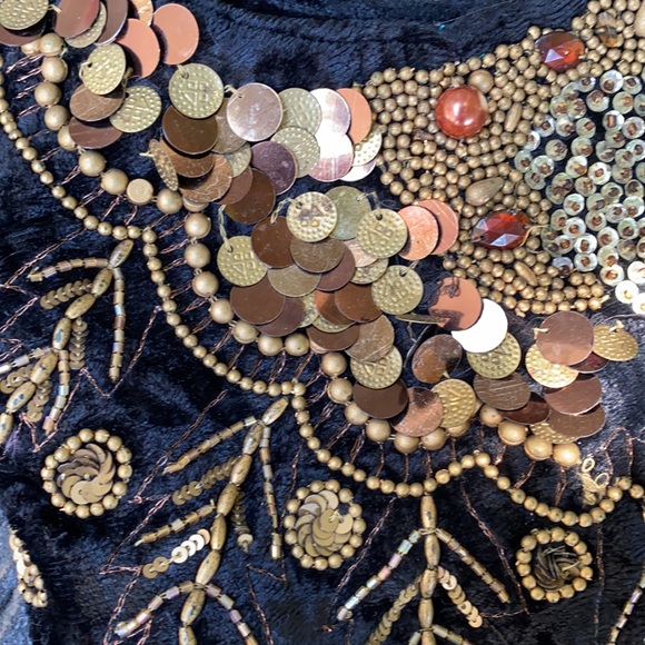 Vintage Crushed Velvet Embellished Bead Sequin Handbag Shoulder Purse Pocketbook - Picture 3 of 7